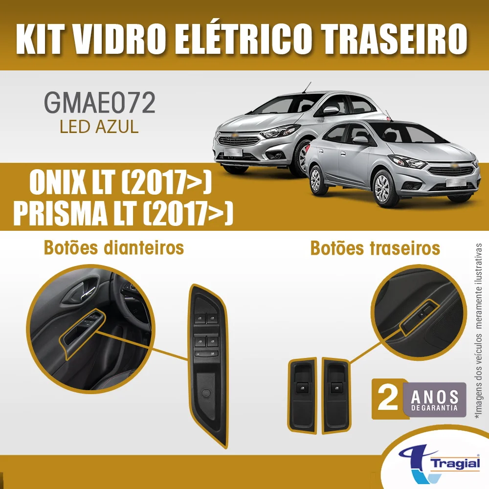 Vidro Traseiro - Kit Vidro Ae Gm Onix Lt / Prisma Lt (2017>) 4pt - Tec  Autoparts - Acessórios Automotivos